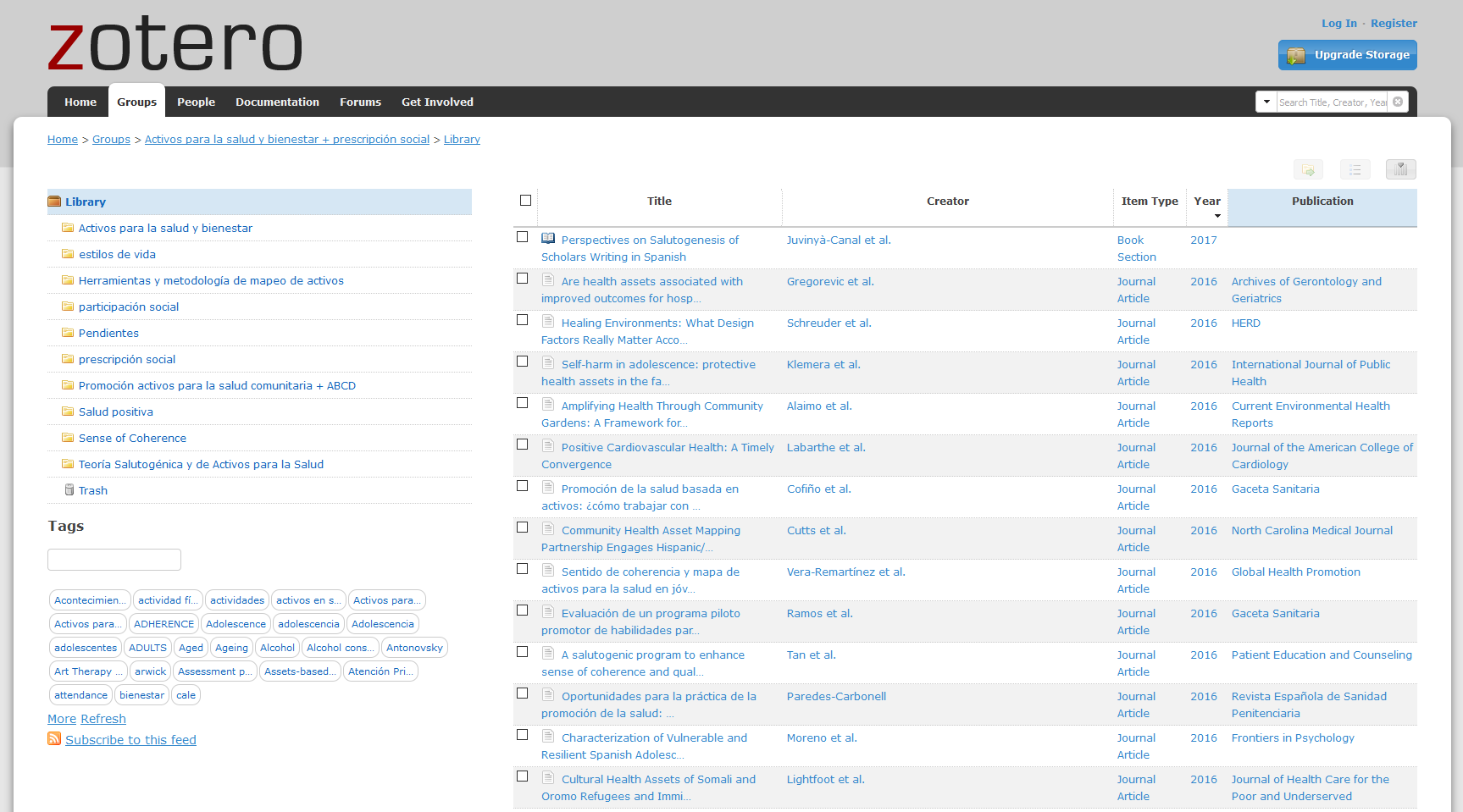 Base de datos bibliográfica sobre Activos para la Salud